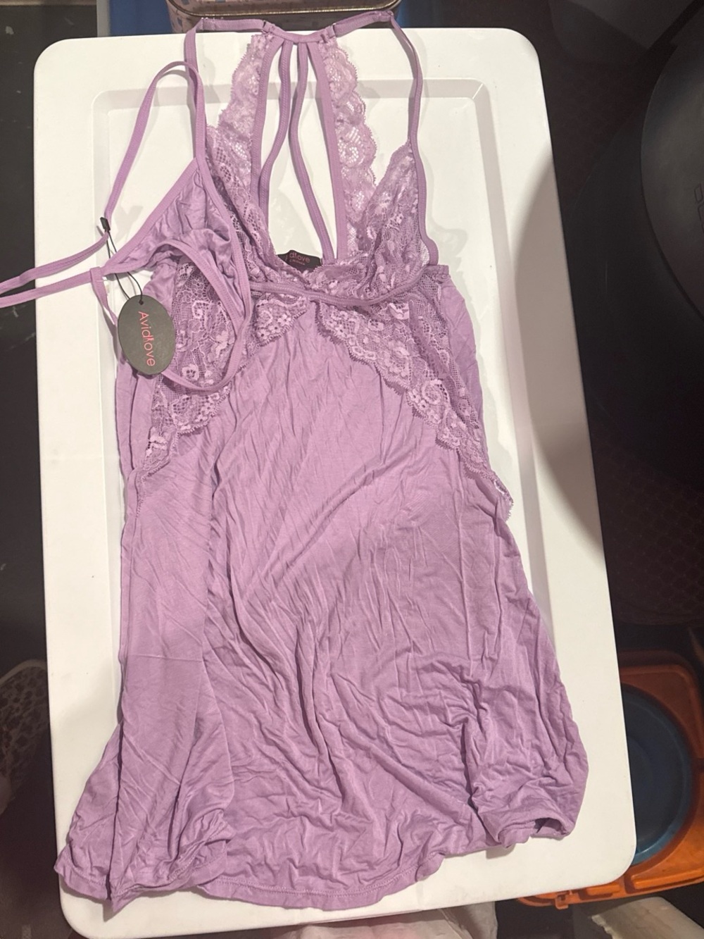 Lavender Lace-Trim Chemise Slip - Women’s Intimates